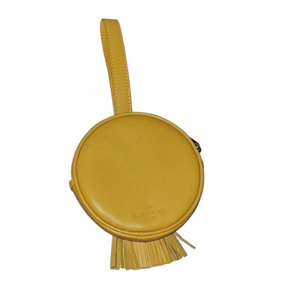Breitling Accessories - Breitling Travel Watch Case Bag Pouch Yellow Leather Round Wristlet Fringe